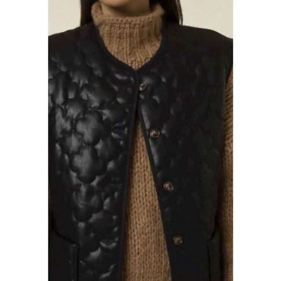 NWT Anthropologie FRNCH x Gisette Faux Leather Quilted Vest Size OS retail $150 - Picture 6 of 14